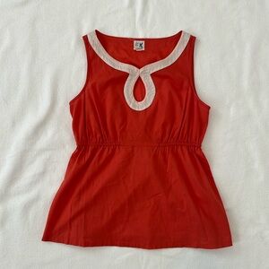 edmé & esyllte Anthropologie Coral Sleeveless Top with Cream Trim size small